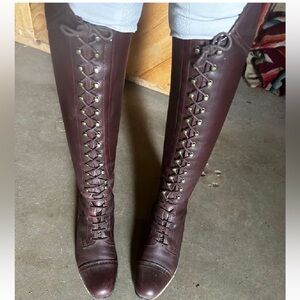 ARIAT LACE UP TALL BROWN EQUESTRIAN BOOTS - SIZE 7.5 WOMENS